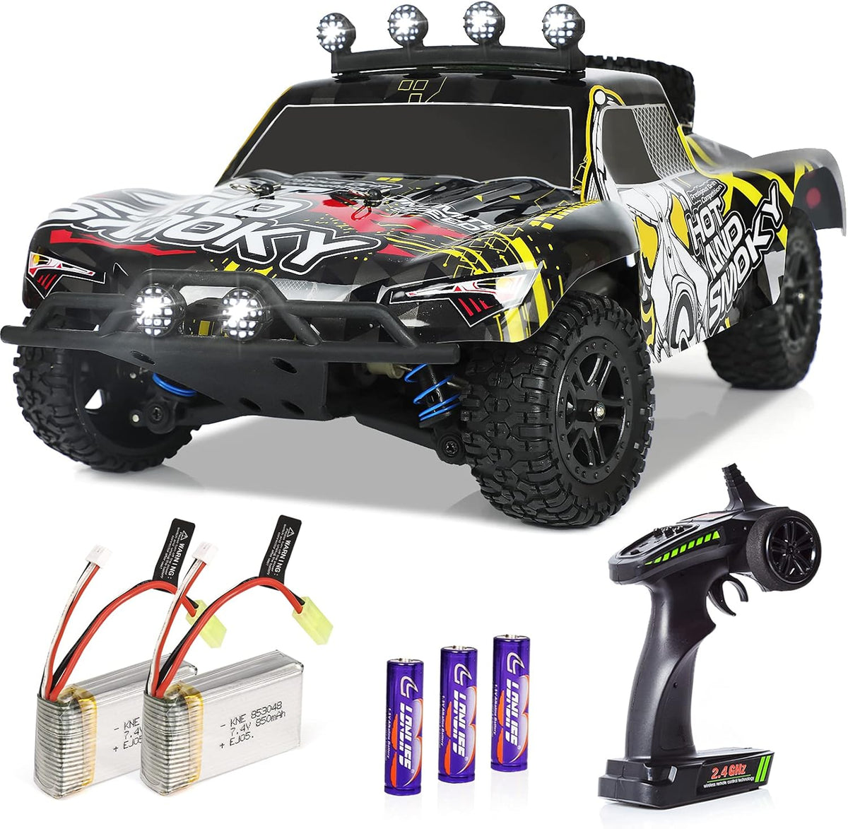1:18 Scale Remote Control Truck 4WD Electric Toy Off-Road RC Monster Car with 2 Rechargeable Batteries Z28530