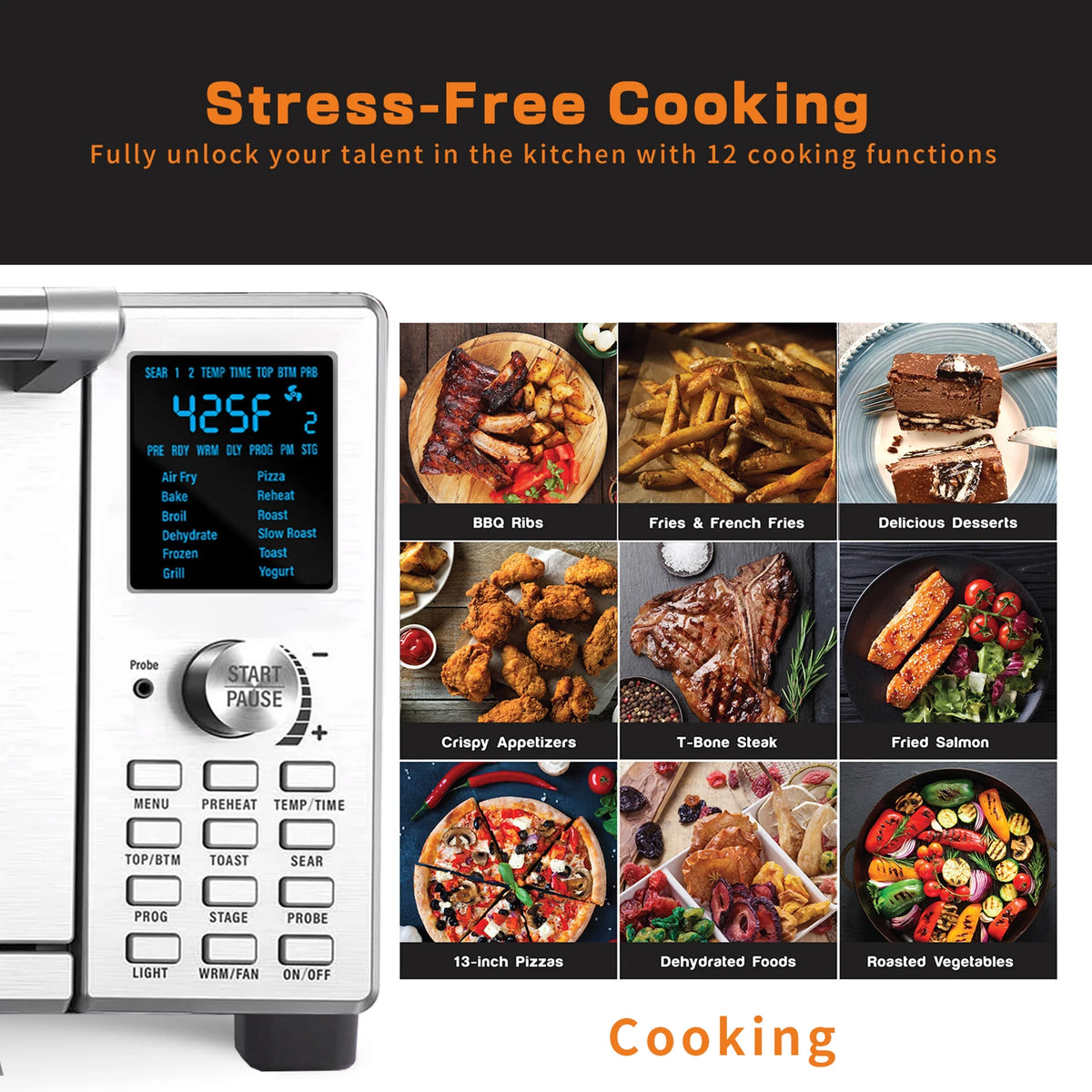 NuWave Bravo XL 30 QT Air Fryer Toaster Oven Combo with Temperature Probe X8701