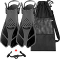 Black Short Snorkel Fins with Adjustable Buckles, L/XL U48660