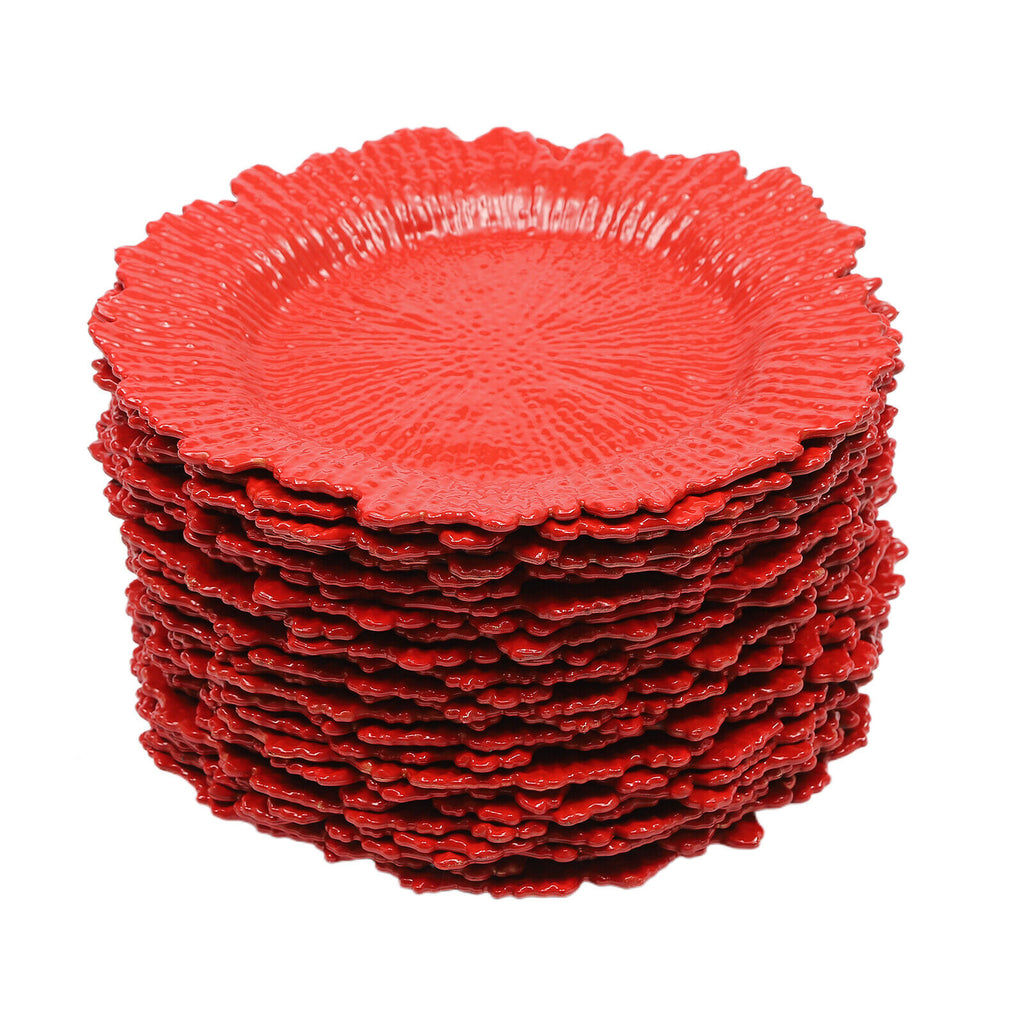 Red 24 Pcs Round Plastic Charger Plates W499
