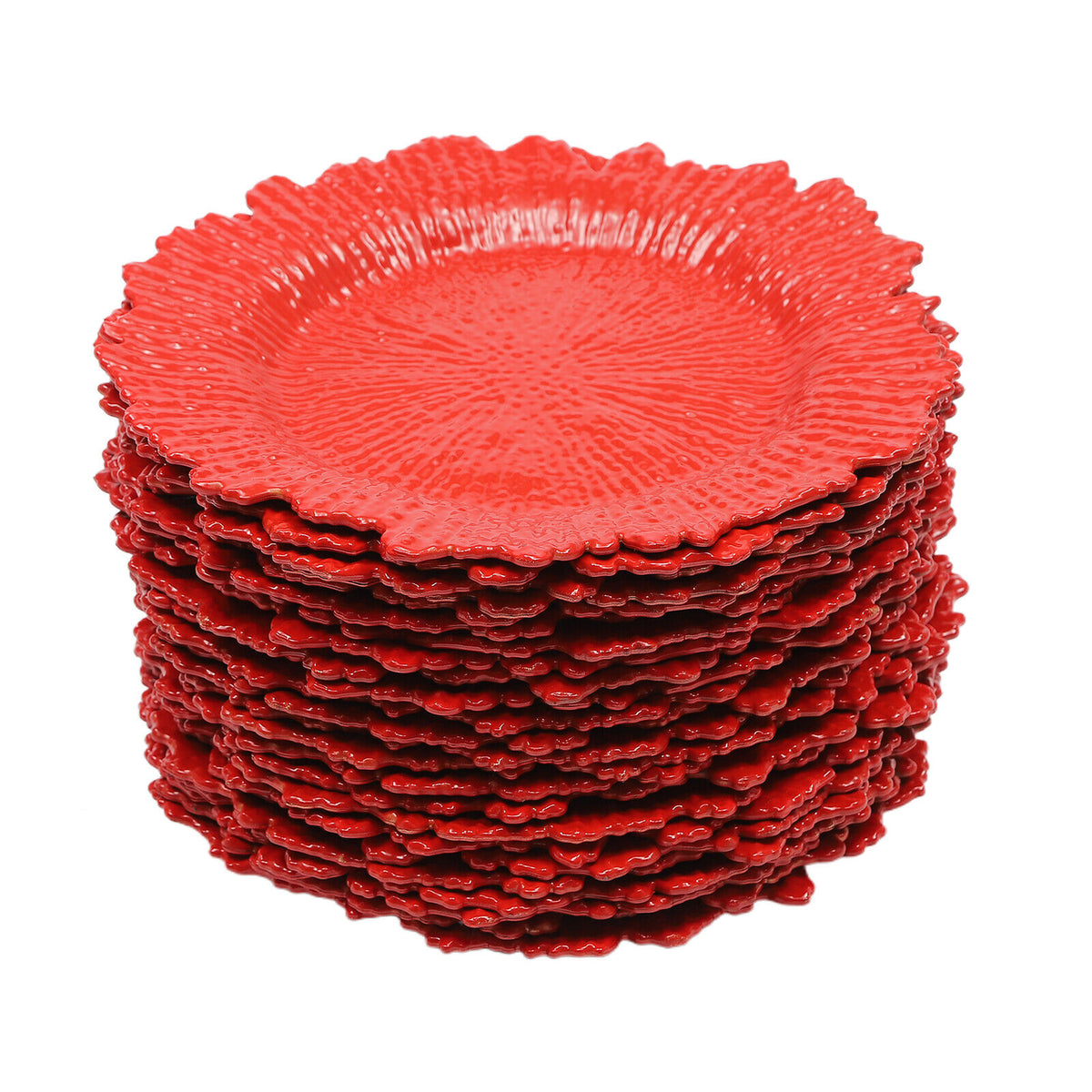 Red 24 Pcs Round Plastic Charger Plates W499
