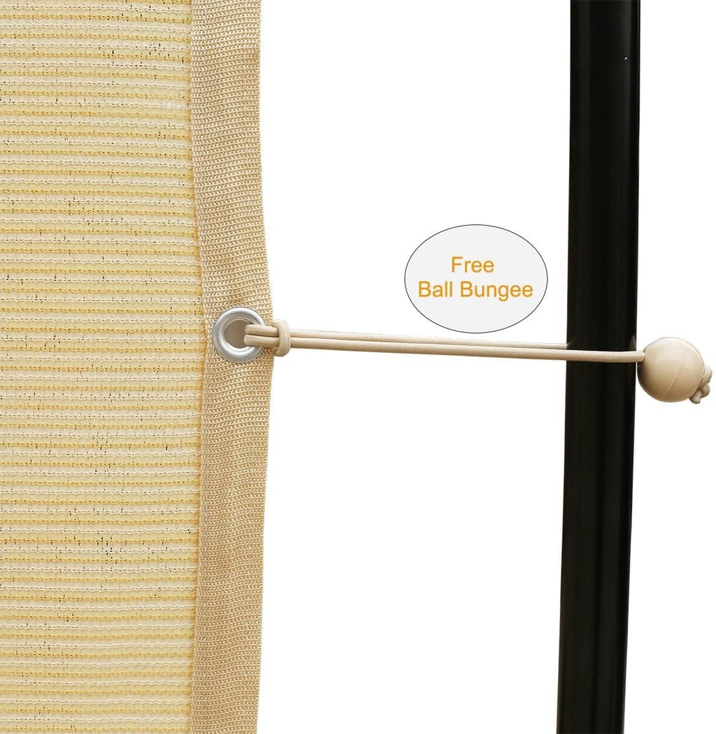 90% Shade Fabric Sun Shade Cloth Taped Edge with Grommets 12’ x 20’, Wheat J63702
