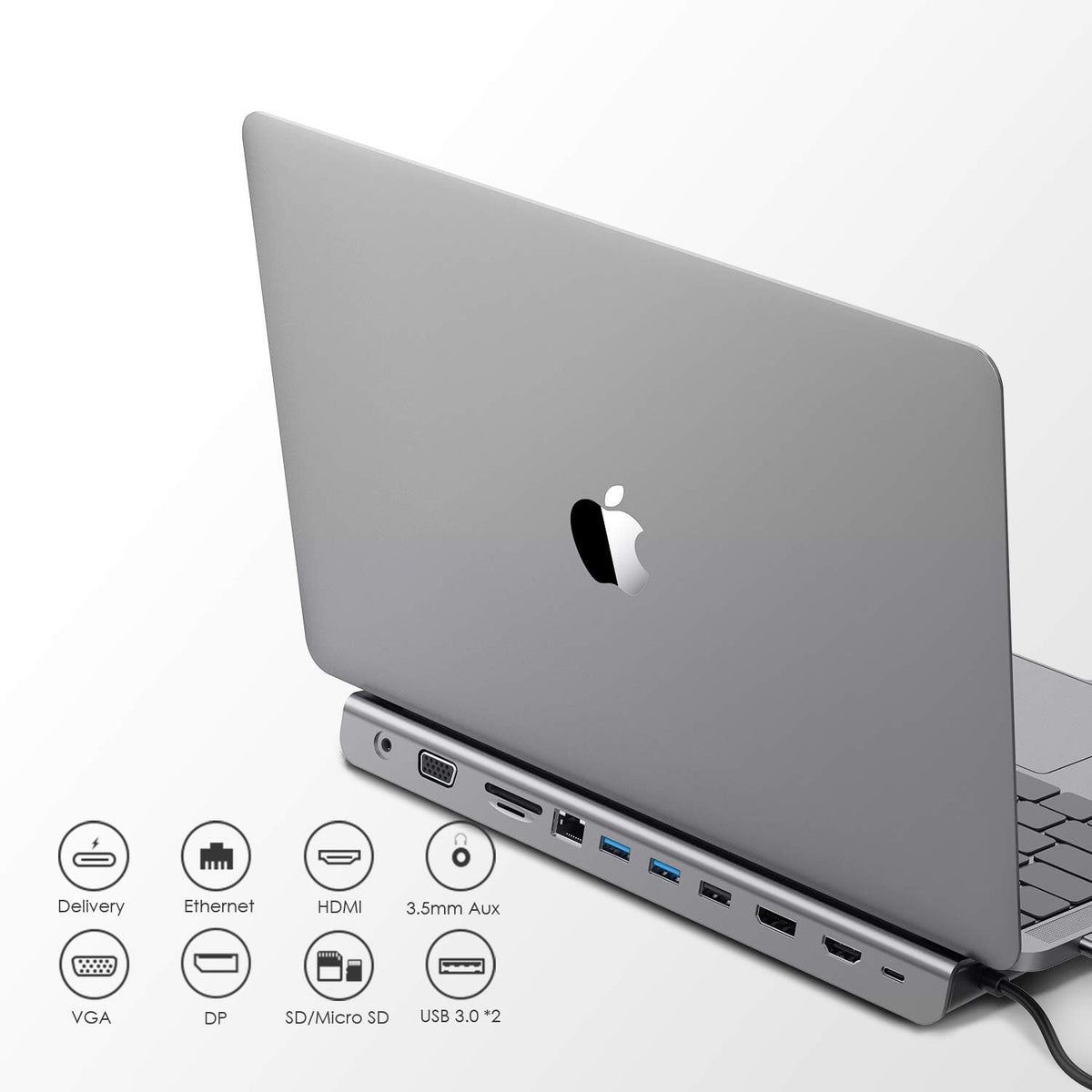 USB C Docking Station with 100W PD, 4K HDMI, DisplayPort, VGA, Ethernet, Card Reader, USB 3.0, USB 2.0, Aux Adapter L197