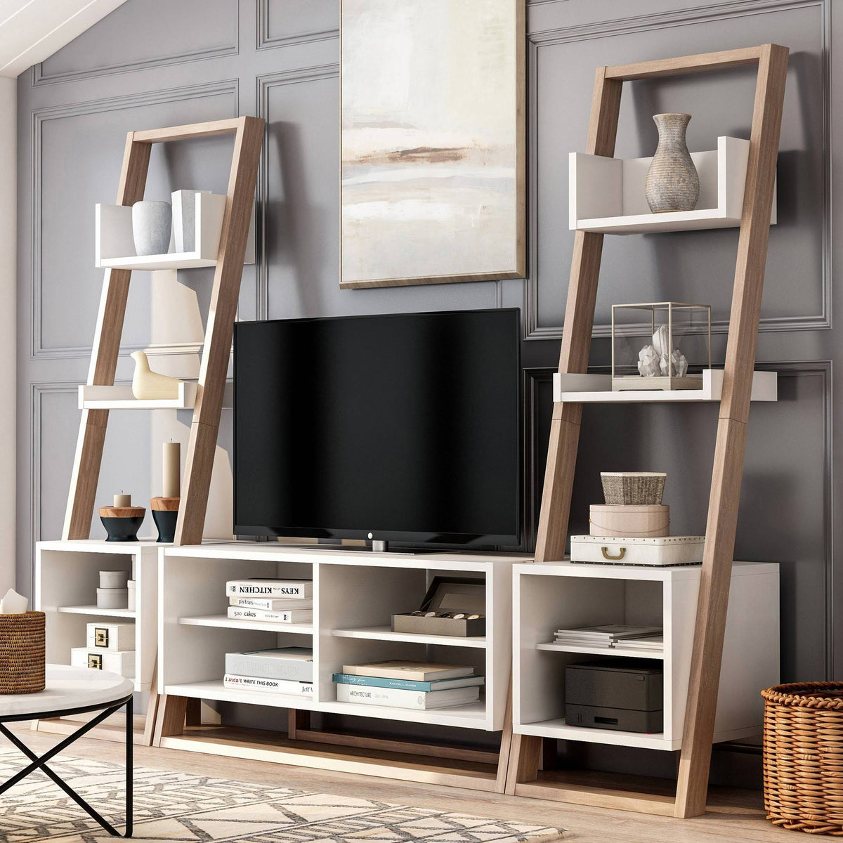 3PC Beige Entertainment Center U2957