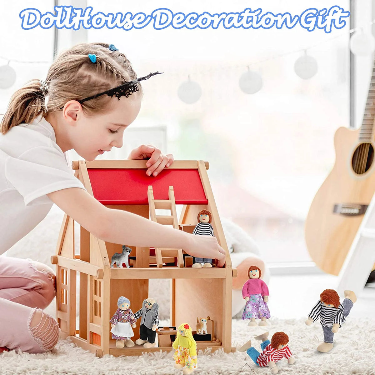 6 Pcs Wooden Dollhouse Family Set Mini People Figures G937
