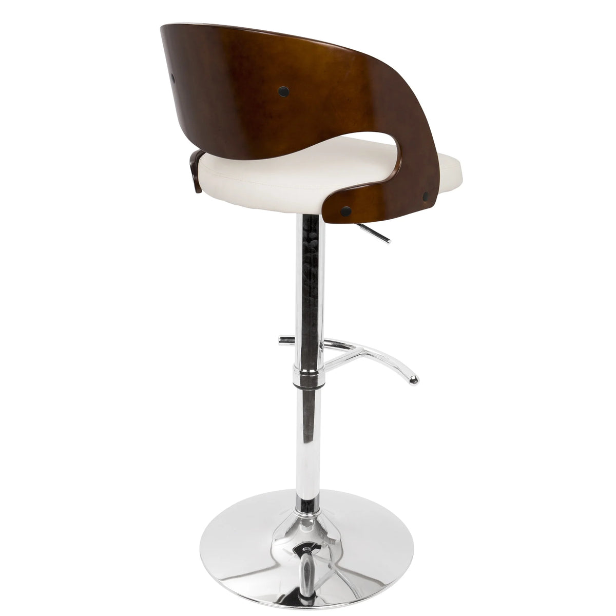 Cherry and White Faux Leather Adjustable Swivel Barstool P1956