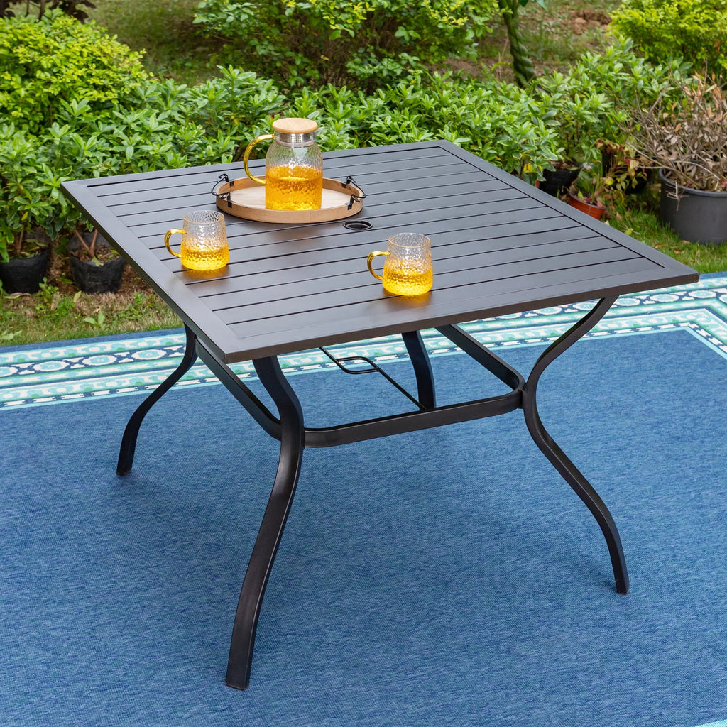 5-Piece Outdoor Dining Set with Cushioned Armchairs & Square Table A561028
