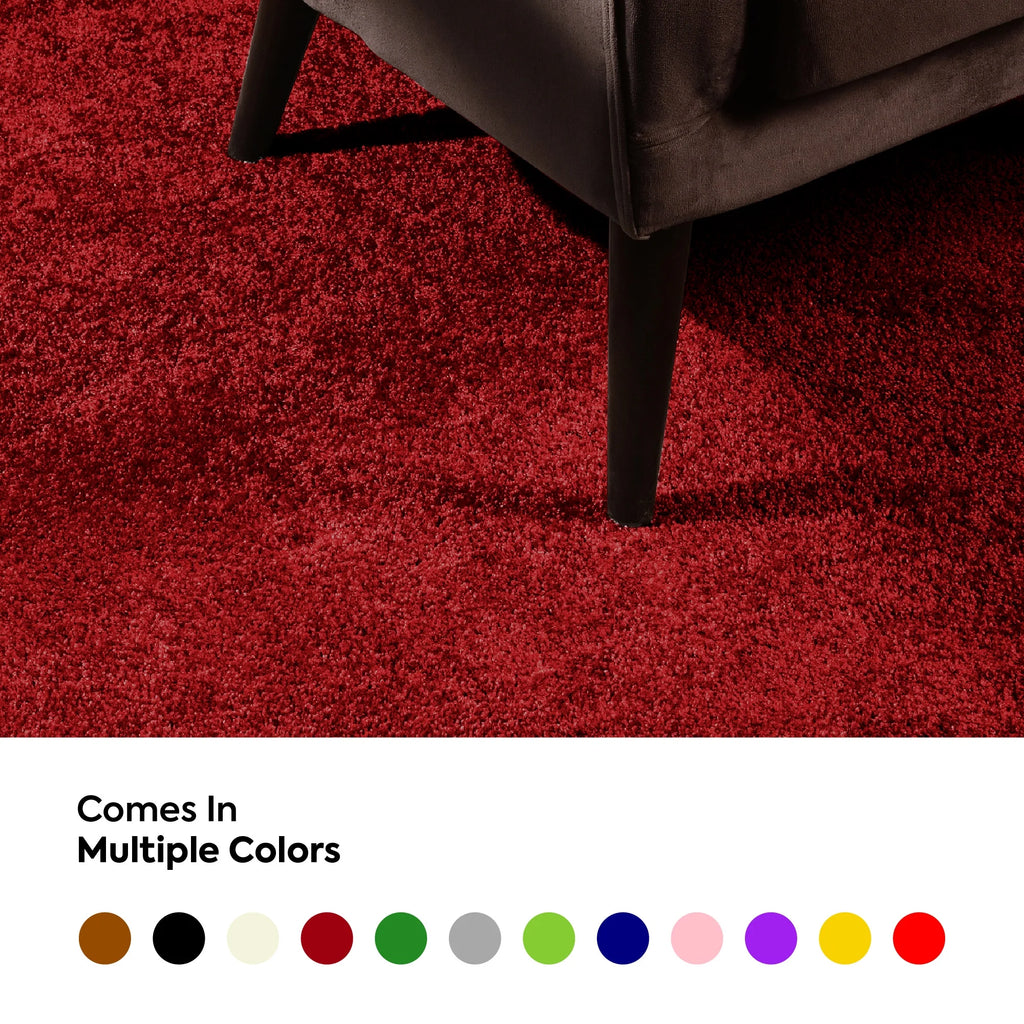 Red Plush Solid Color Runner Rug I620231