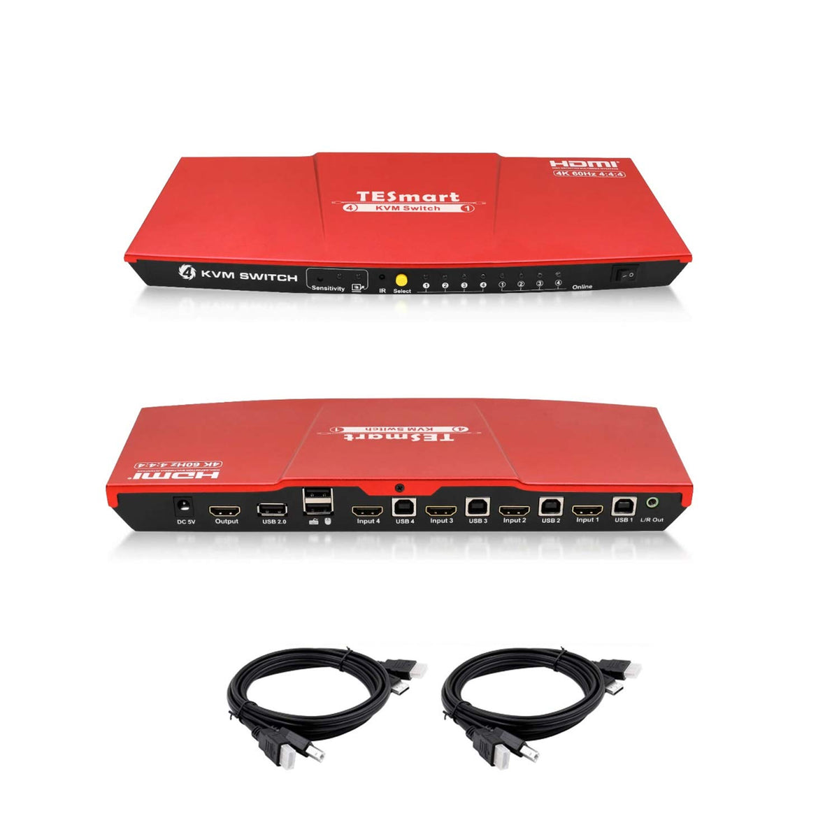 4 Port HDMI KVM Switch with Audio Output, 4K 60Hz, Includes 2 Cables K256999