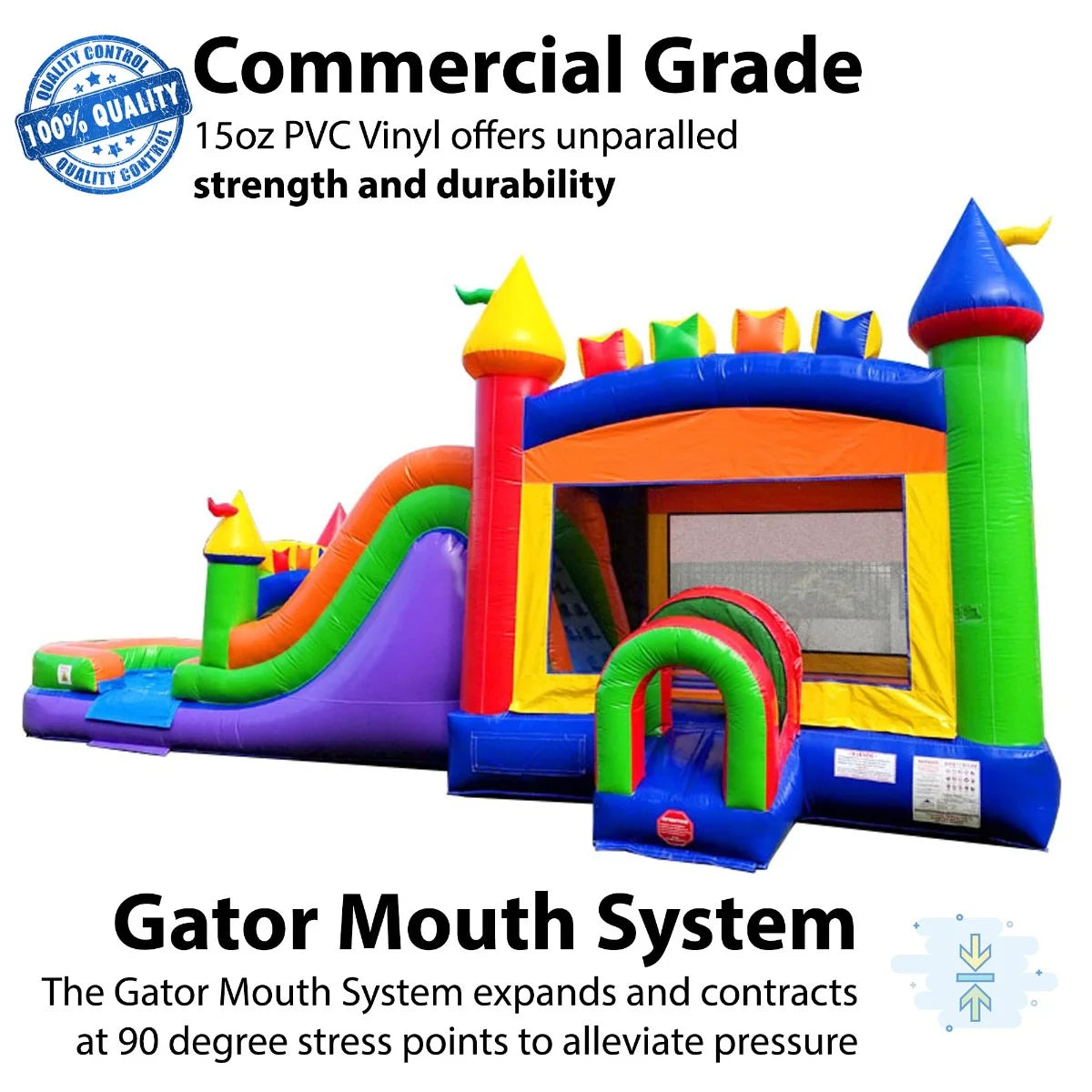 Rainbow Inflatable Water Slide Bounce House Combo with Blower L3391
