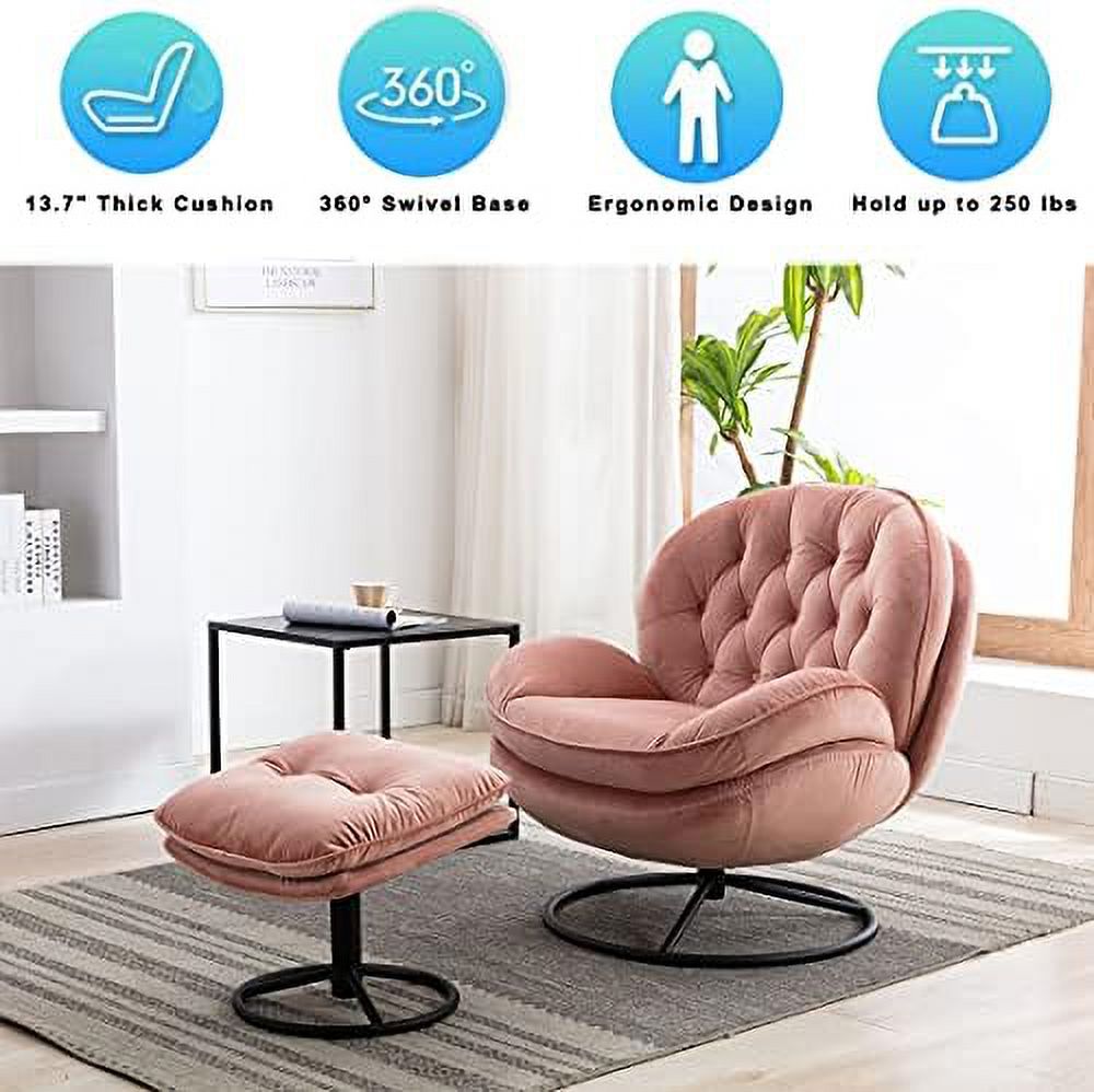 Velvet Swivel Accent Chair with Ottoman Set U78453