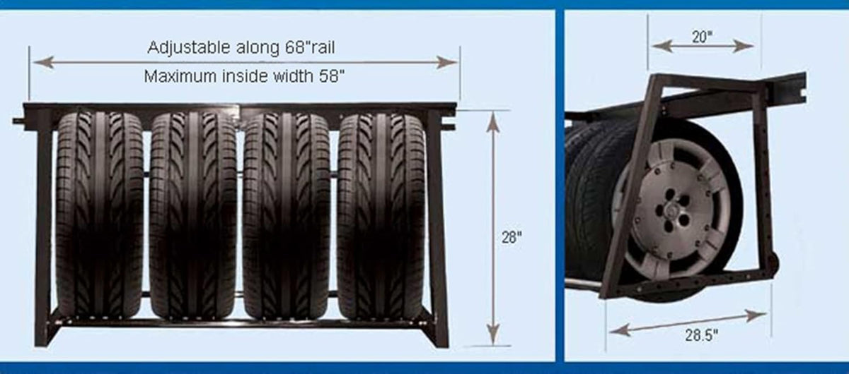 Heavy Duty Adjustable Garage Wall Tire Rack Storage, Black R53699