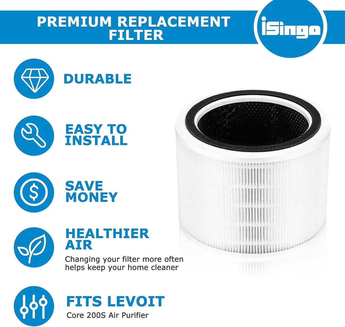 H13 True HEPA Replacement Filter, 2 Pack V5805