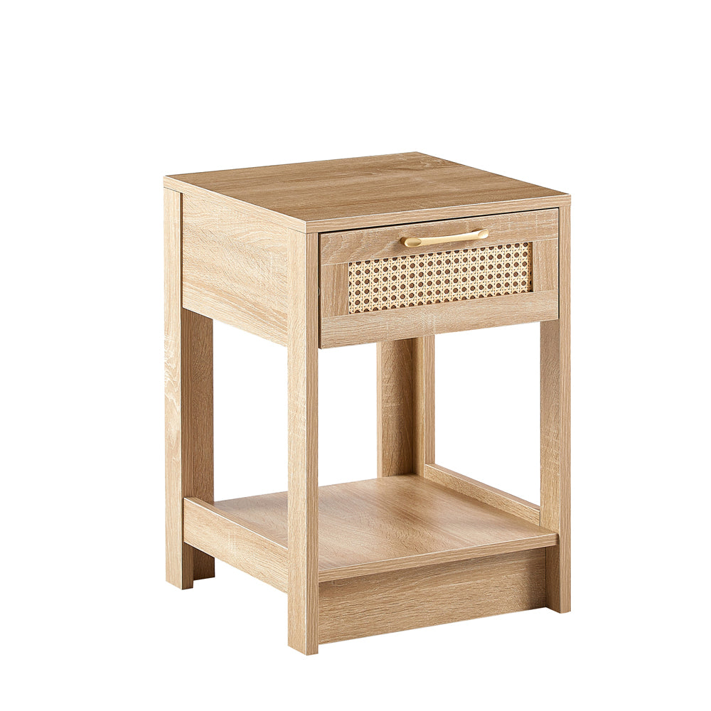 Rattan Nightstand with Drawer and Shelf C2527