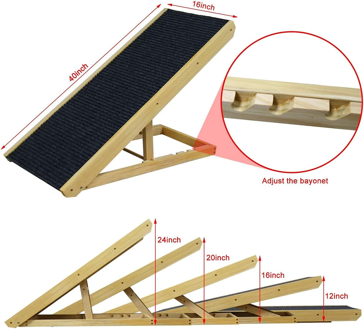 Adjustable Pet Ramp for Couch or Bed with Paw Traction Mat Q851920