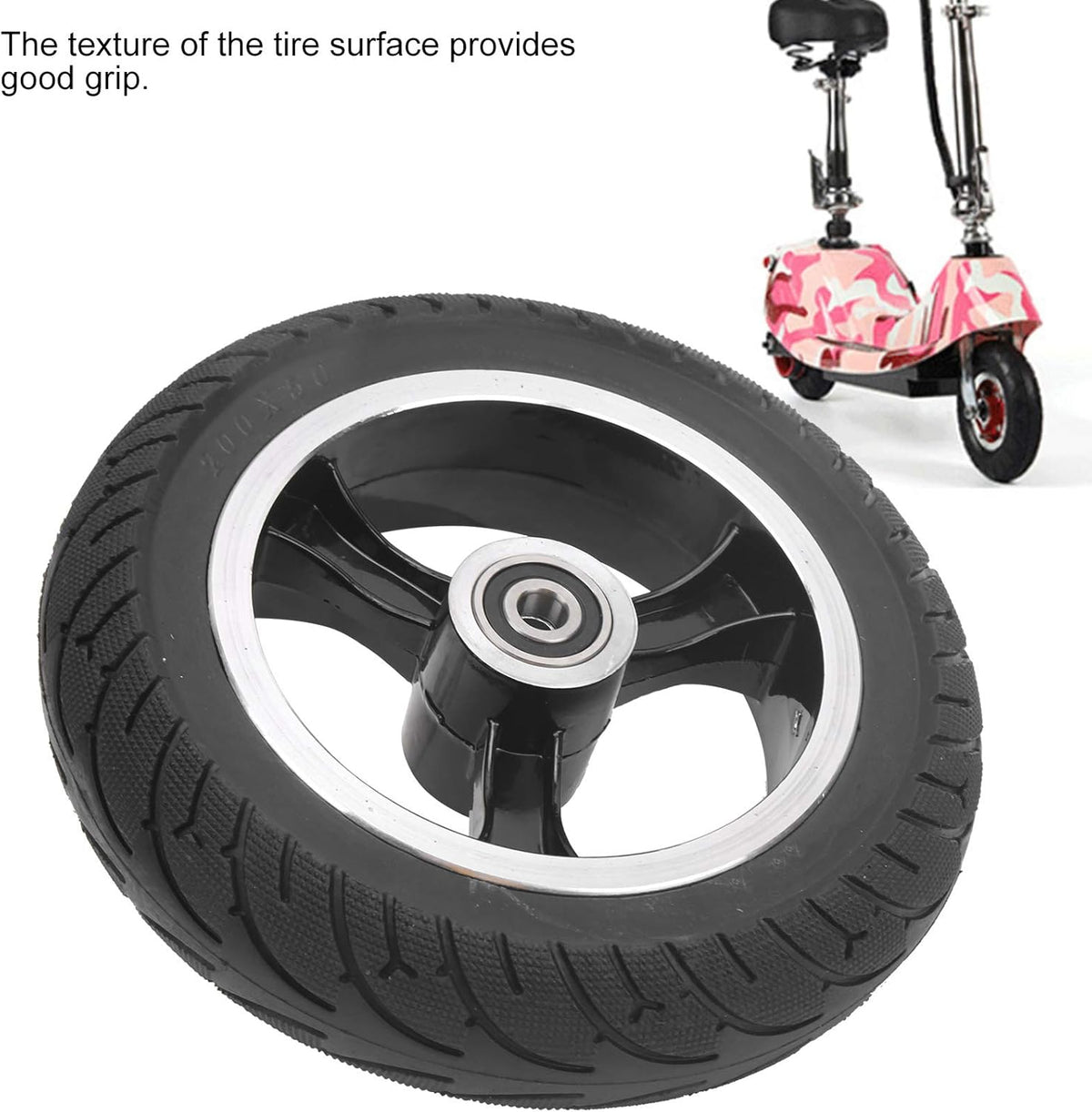 8in Front Solid Non-Pneumatic Tire with Hub, Pack of 2 T2769