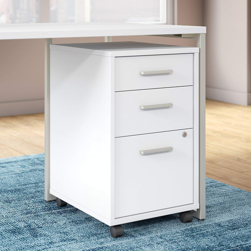 White 3 Drawer Mobile File Cabinet U56884