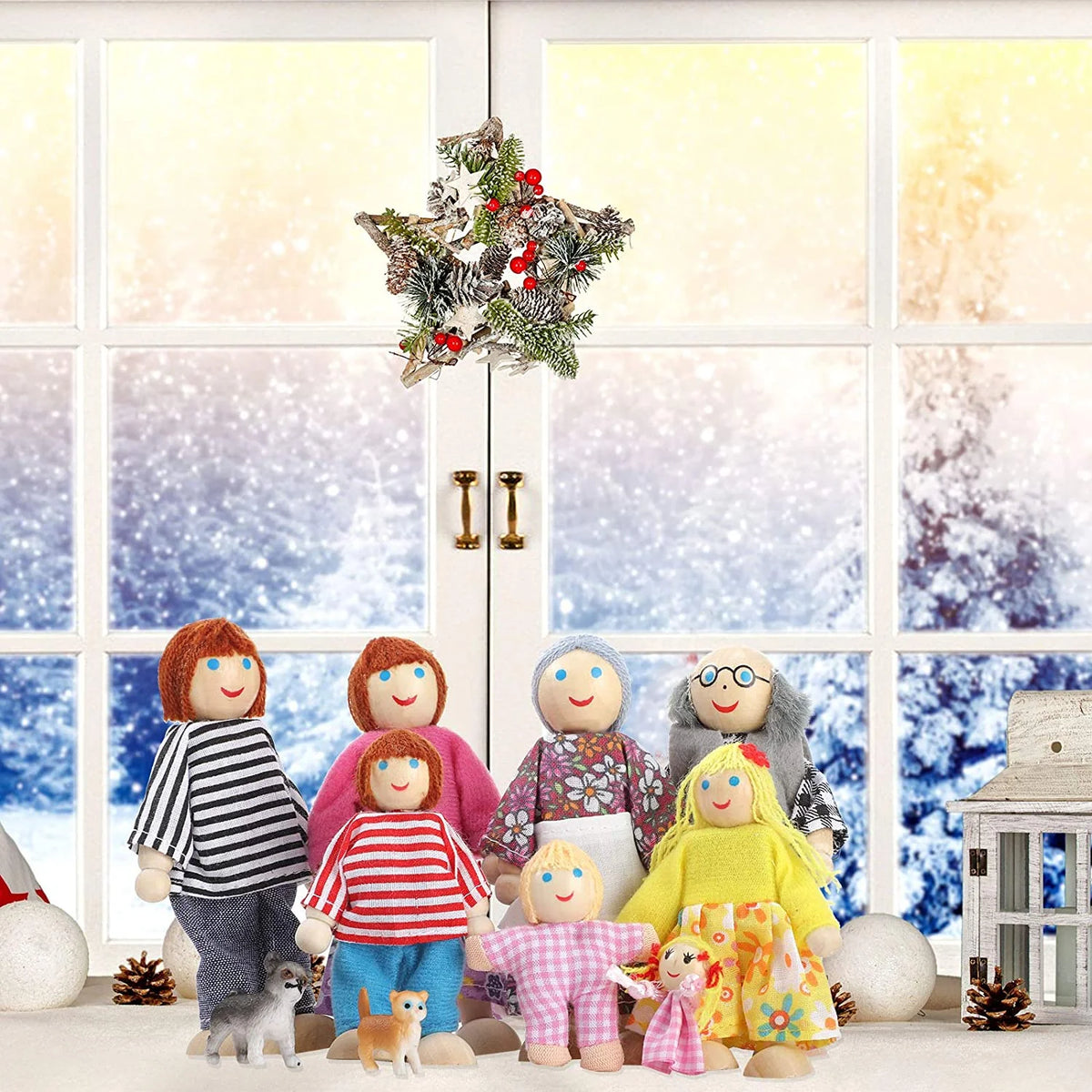 6 Pcs Wooden Dollhouse Family Set Mini People Figures G937