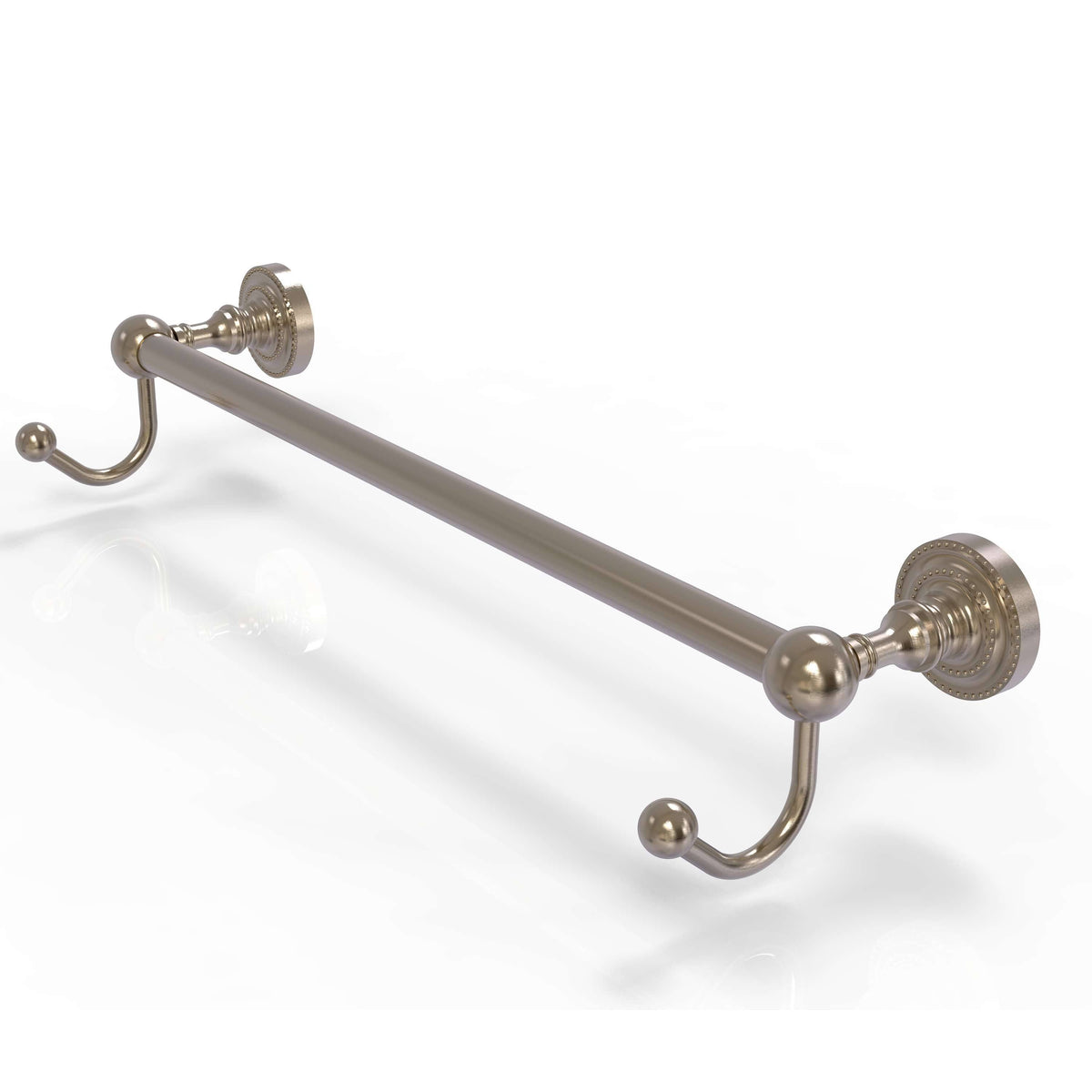30 inch Antique Pewter Towel Bar with Integrated Hooks L697367