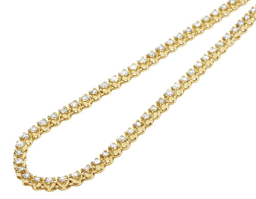 10K Yellow Gold Diamond Tennis Choker Necklace 4mm 21" 6.5CT L924