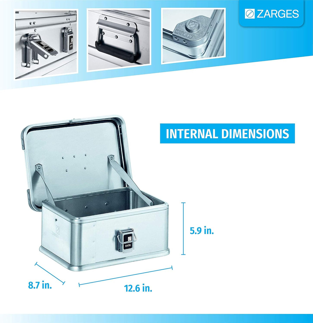Aluminum Hard Protective Carrying Case, Stackable Storage, Lock Box (22.4 x 15.7 x 17.7 Inches) Y773