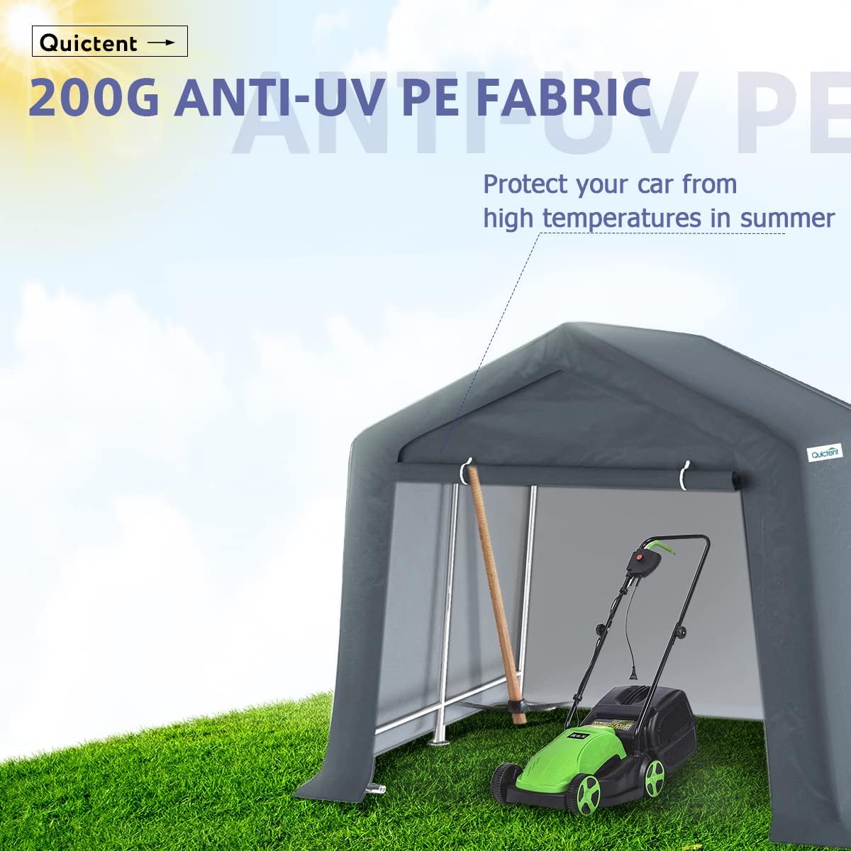 Gray 6x6 ft Portable Garage Shelter Outdoor Storage Shed Car Canopy Carport O869
