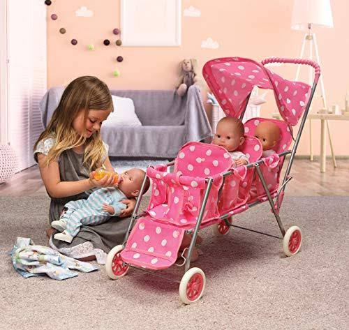 Pink Polka Dots Triple Doll Stroller A37388