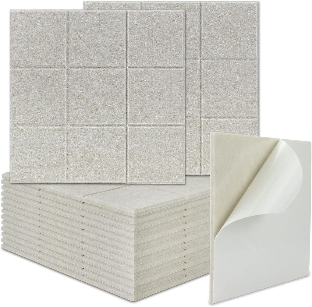 16 Pack Self-adhesive Acoustic Absorption Panels (Shallow Camel) A768270