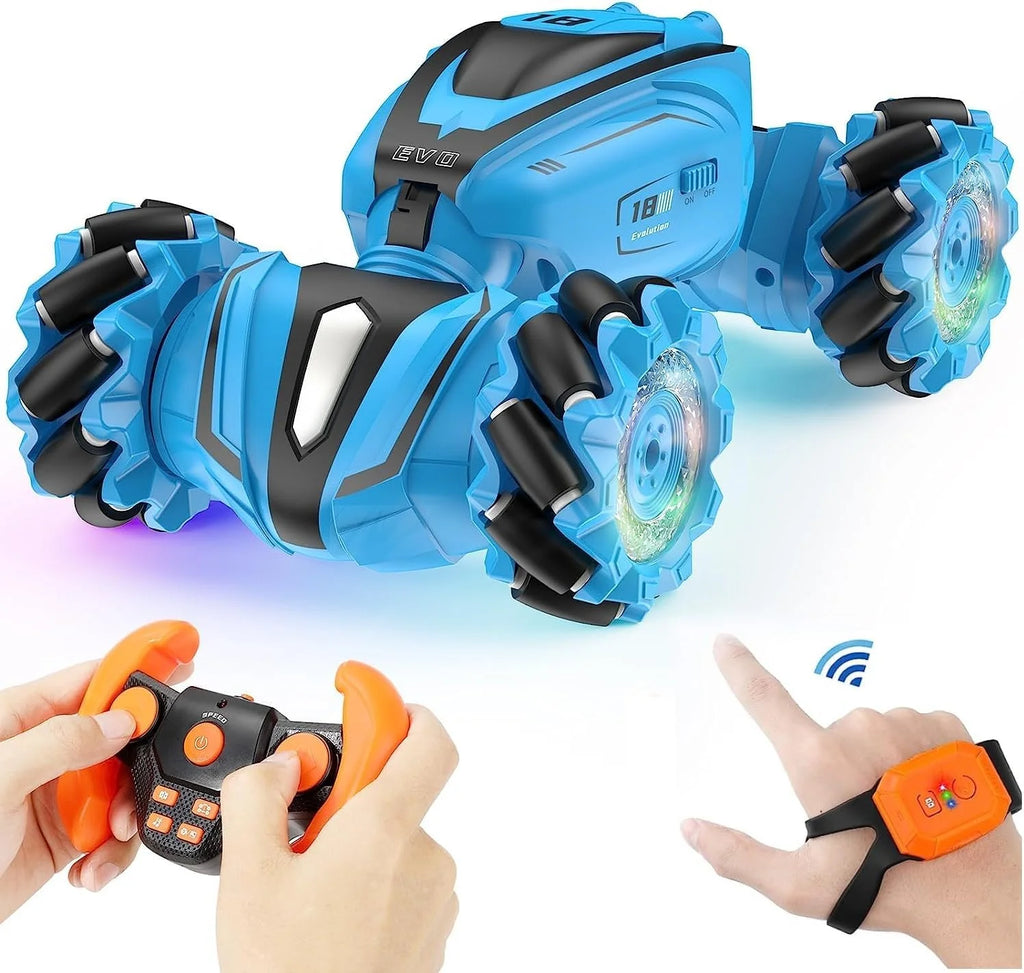 Blue 2.4Ghz Rechargeable RC Stunt Car Q3483