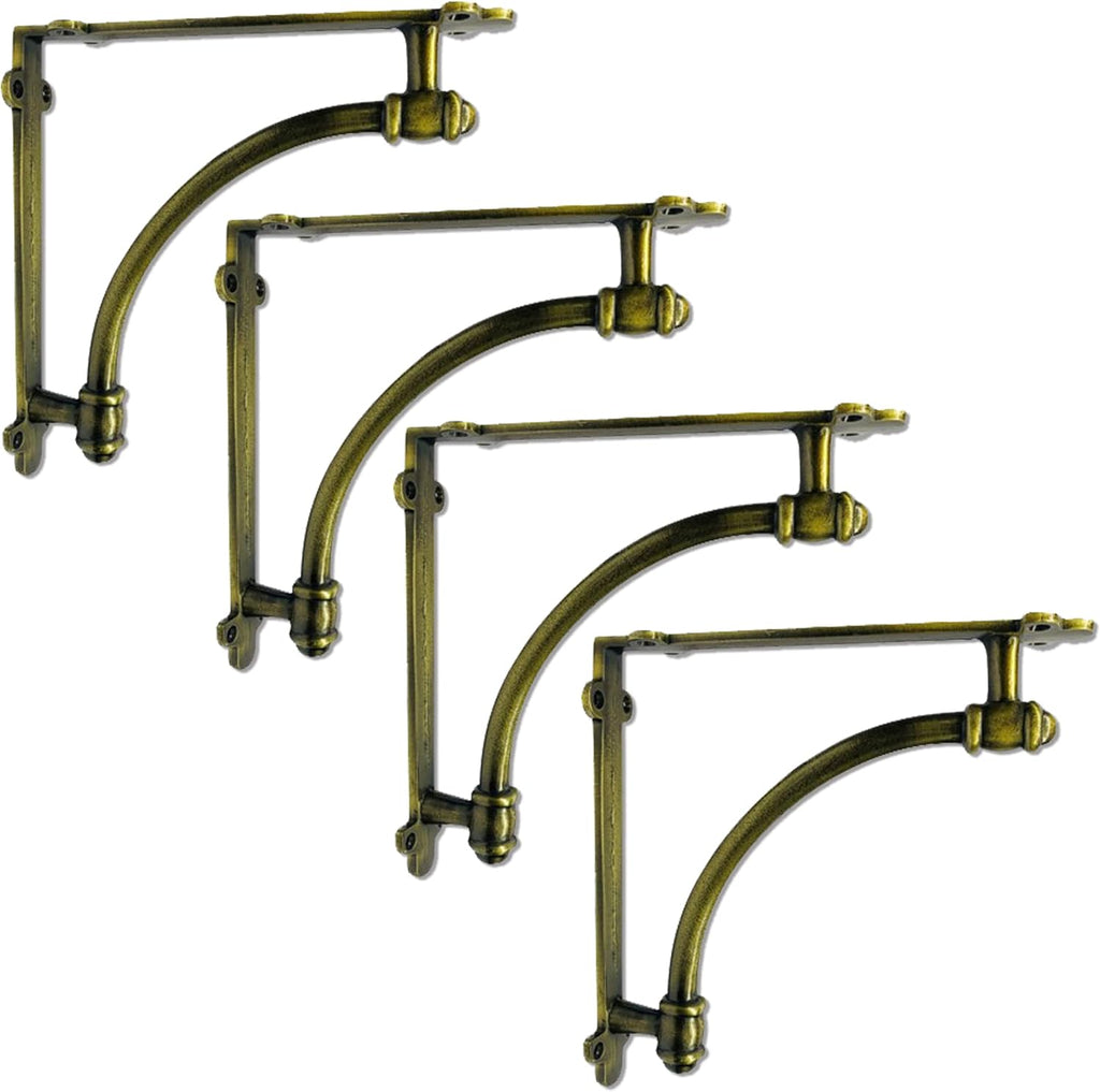 2 Pack Heavy Duty Large 9.6x1.7x9.6 inch Half Round Wall Shelf Bracket, Rustic Black Iron Finish U163571