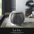 Grey Upholstered Ottoman with Gold Matte Base R186
