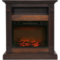 Walnut Electric Fireplace Mantel with Log Insert Z419099