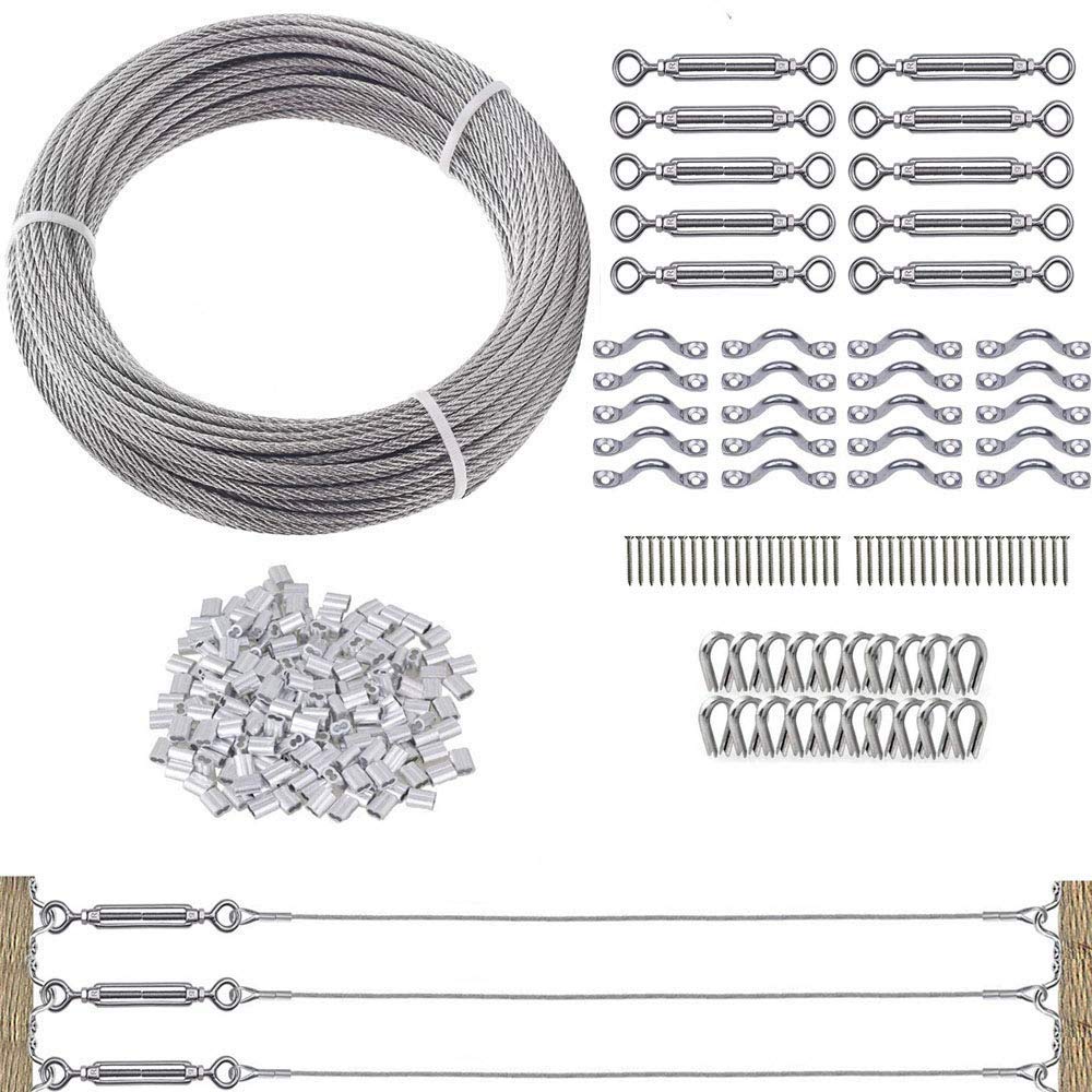 1/8 Cable Railing Kit with 200ft Wire Rope and M5 Turnbuckles R5844