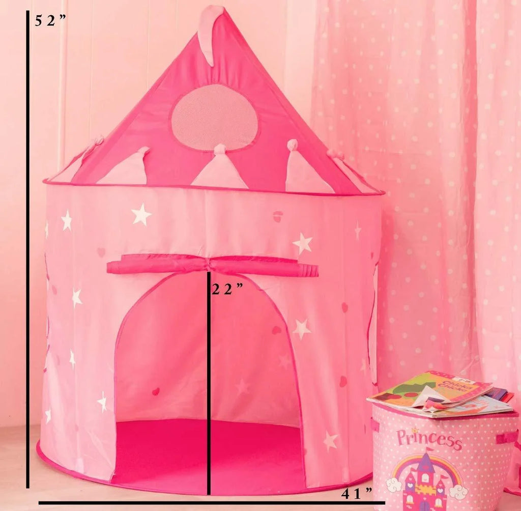 5-Piece Princess Castle Play Tent with Glow in The Dark Stars & Butterfly Dress Up Costume C797496