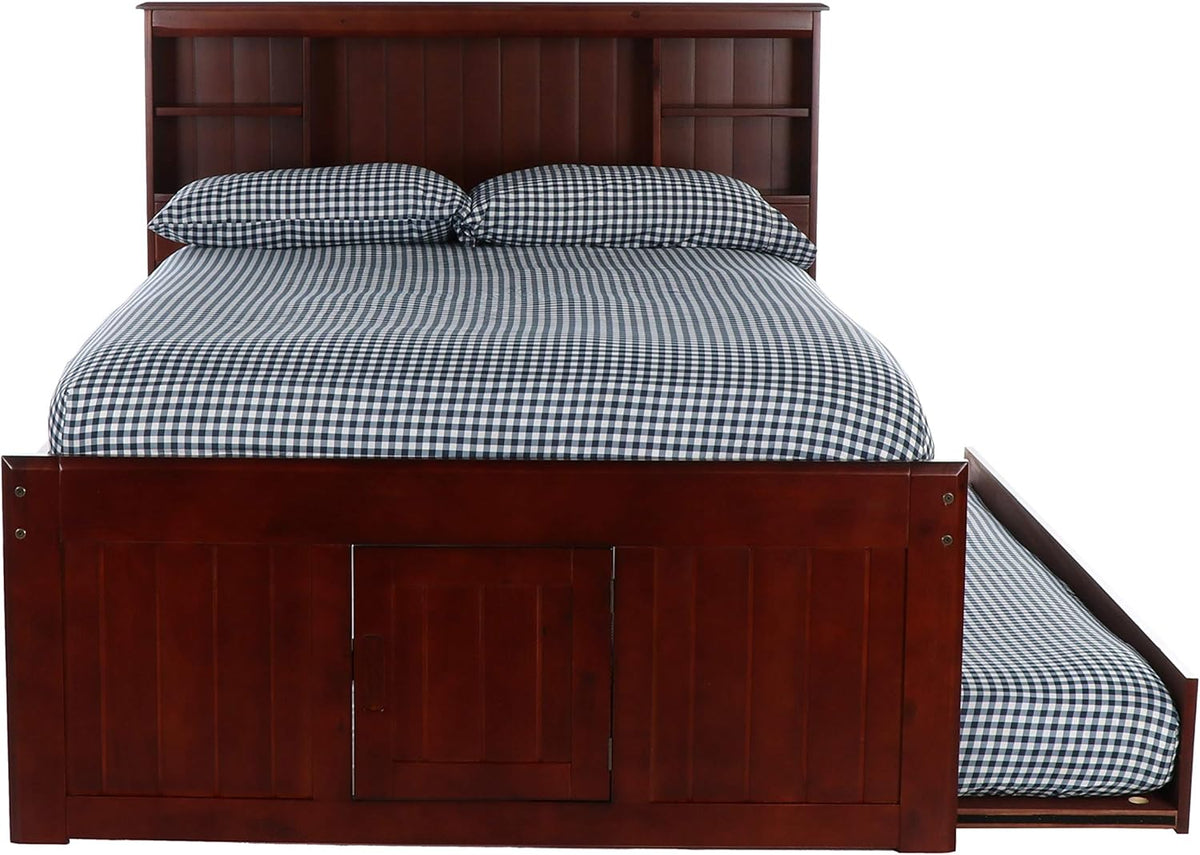 Merlot Bookcase Bed with 3 Drawers & Trundle C3705