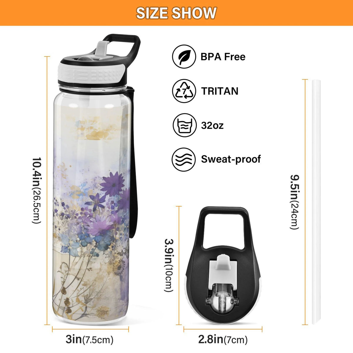 Purple 32oz Tritan Water Bottle with Straw K81075