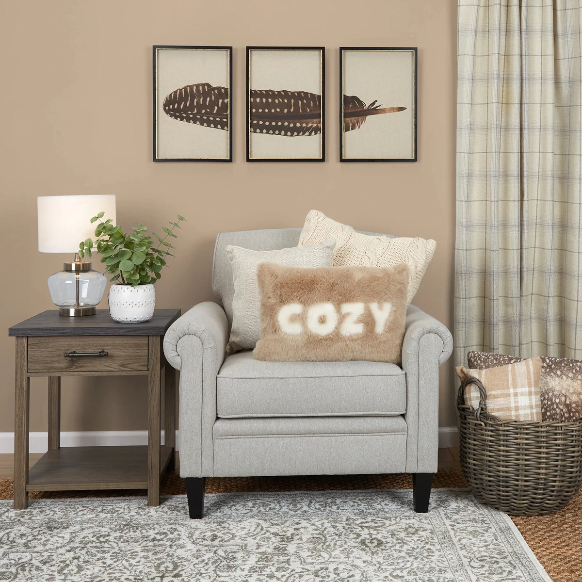 Gray Upholstered Rolled Arm Accent Armchair H42992