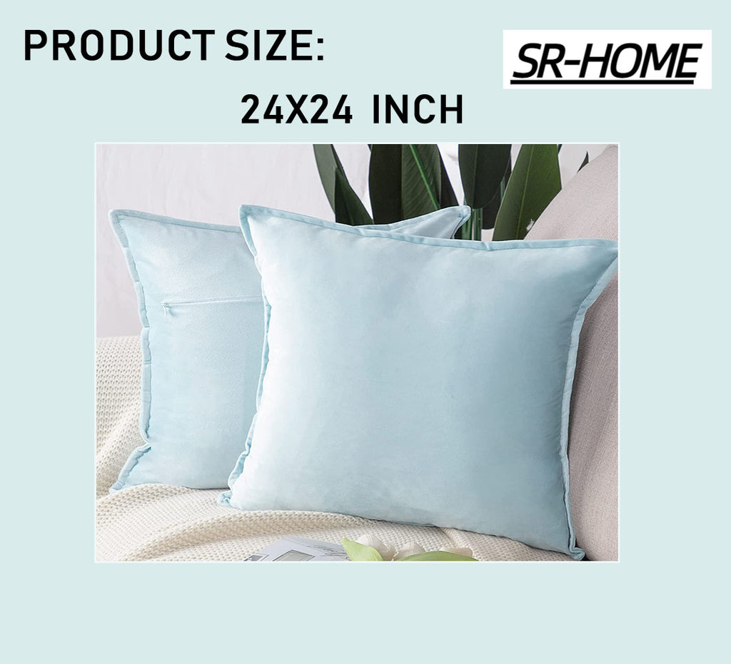 Set of 2 Super Soft Velvet Decorative Throw Pillow Covers Square with Fringe Cushion Case W19405
