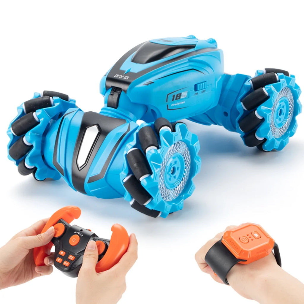 Blue 2.4Ghz Rechargeable RC Stunt Car Q3483