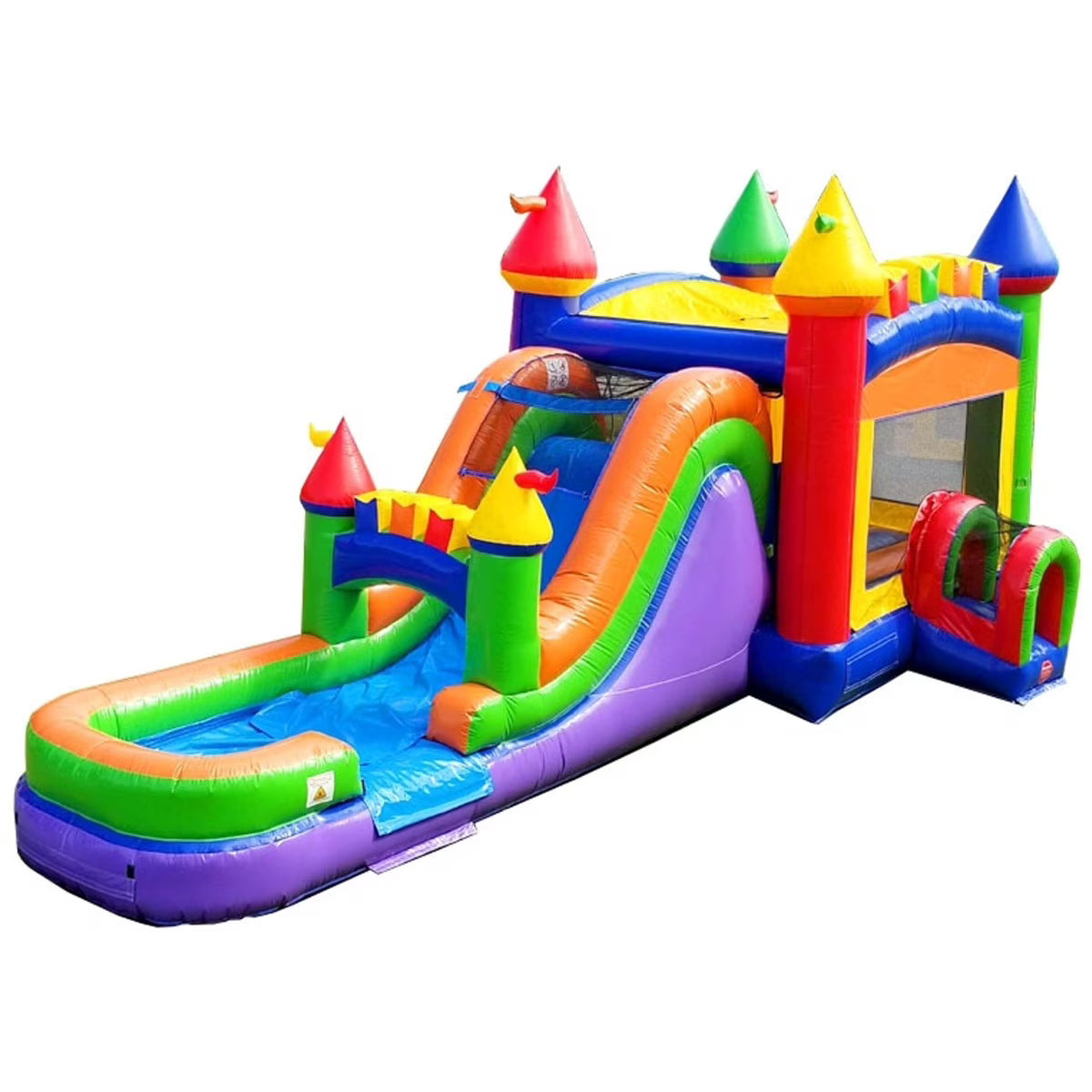 Rainbow Inflatable Water Slide Bounce House Combo with Blower L3391