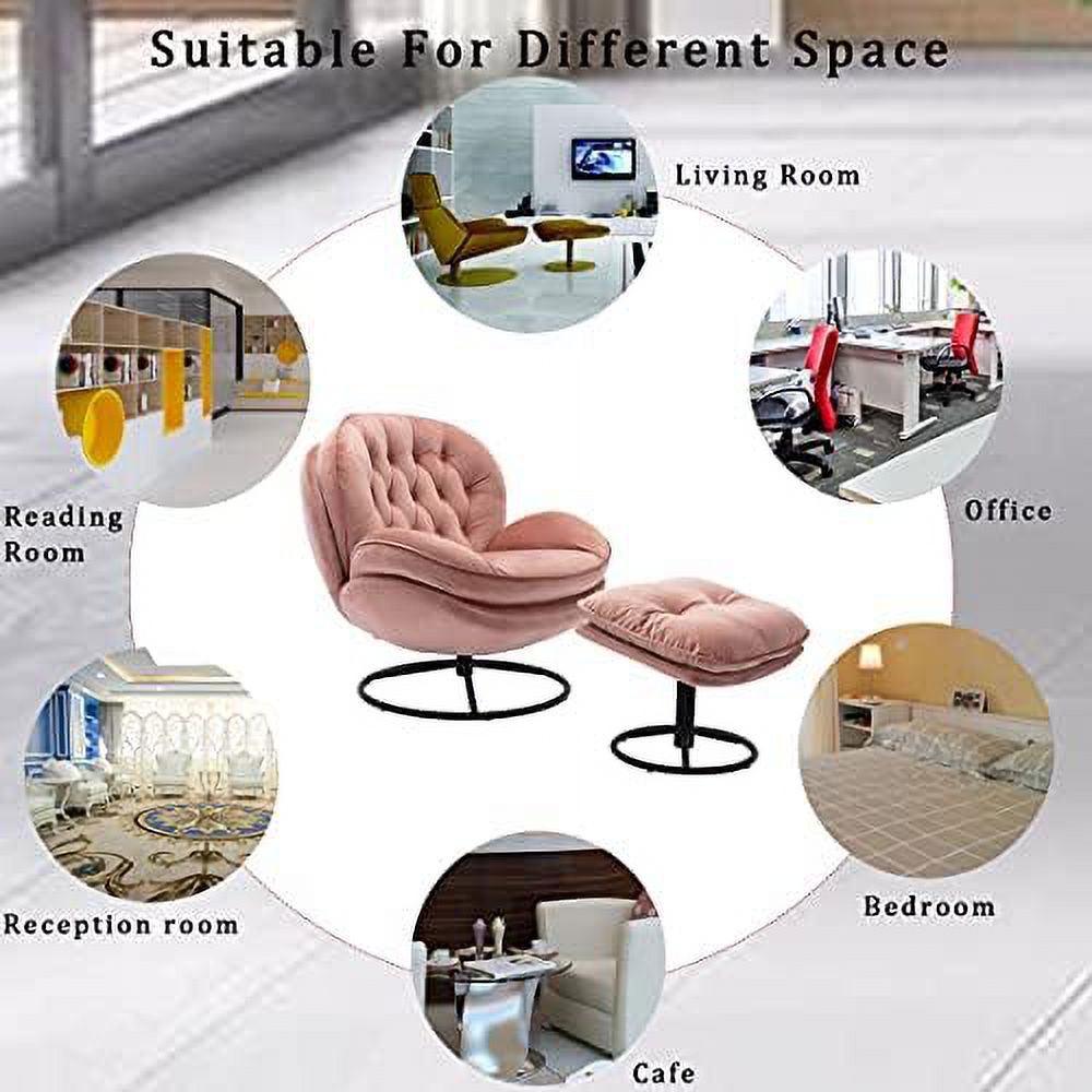 Velvet Swivel Accent Chair with Ottoman Set U78453