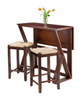 3-Pc Drop Leaf High Table with 2 Rush Seat Stools L56650