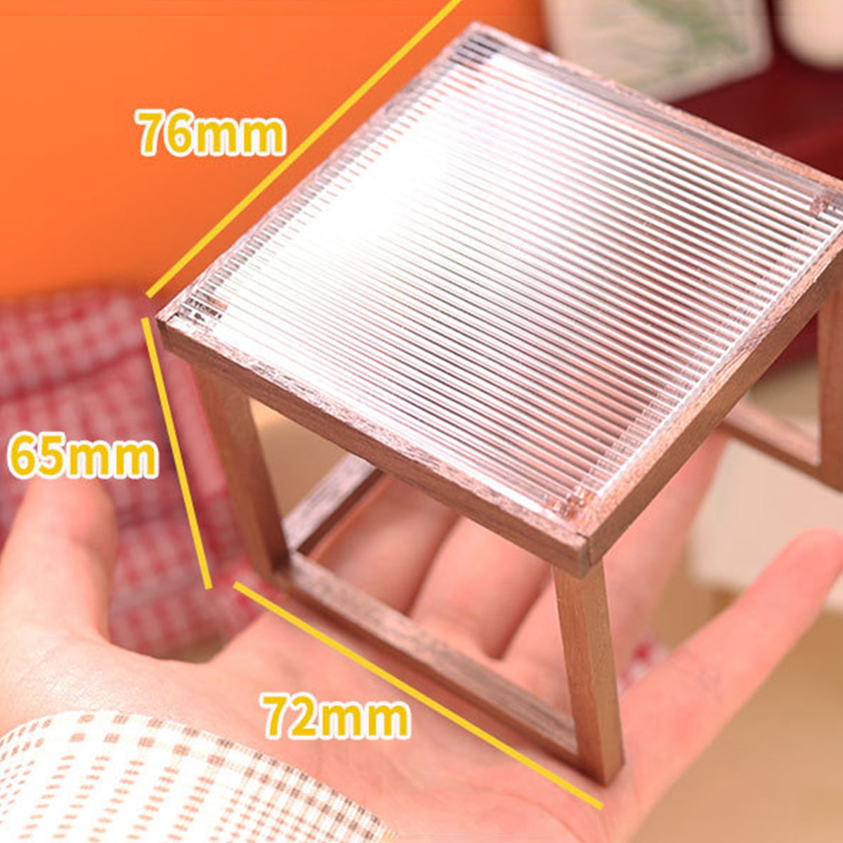Mini Table Acrylic Black Walnut Wood for 1/12 Doll House Y144