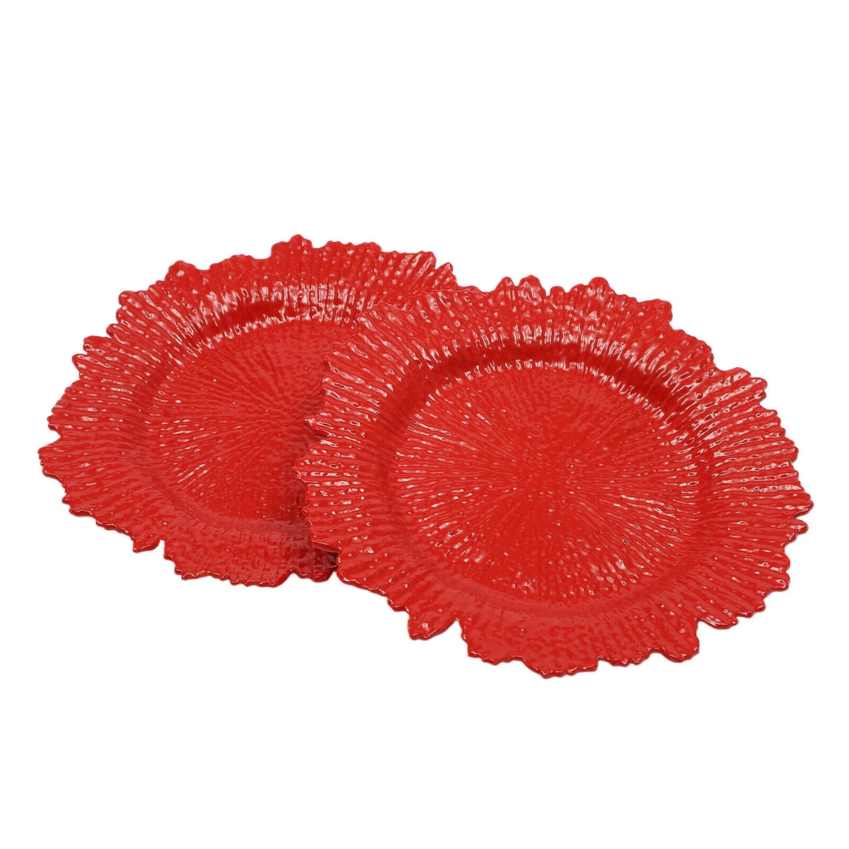 Red 24 Pcs Round Plastic Charger Plates W499