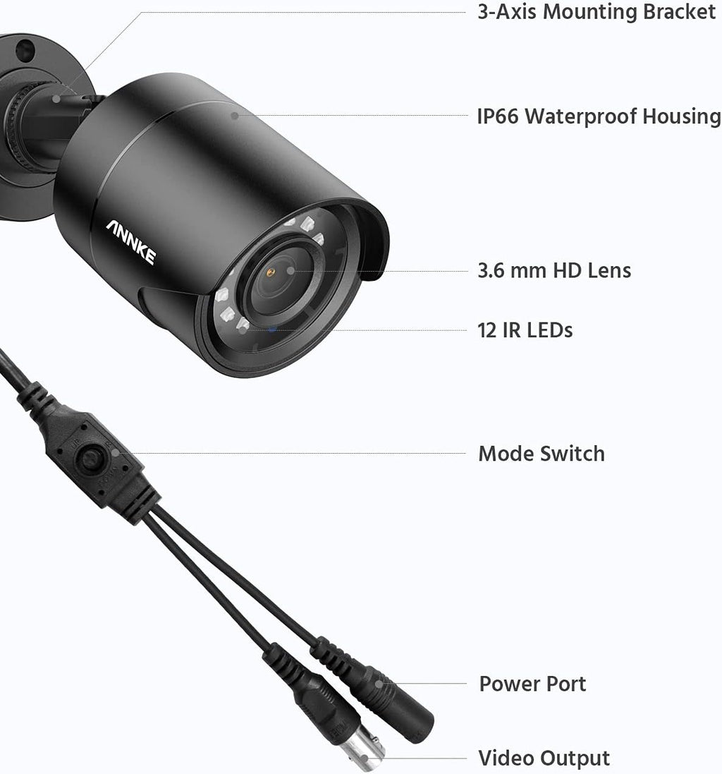1080p Security Camera Bullet Wired Camera IP66 Weatherproof Analog Surveillance Camera P7748