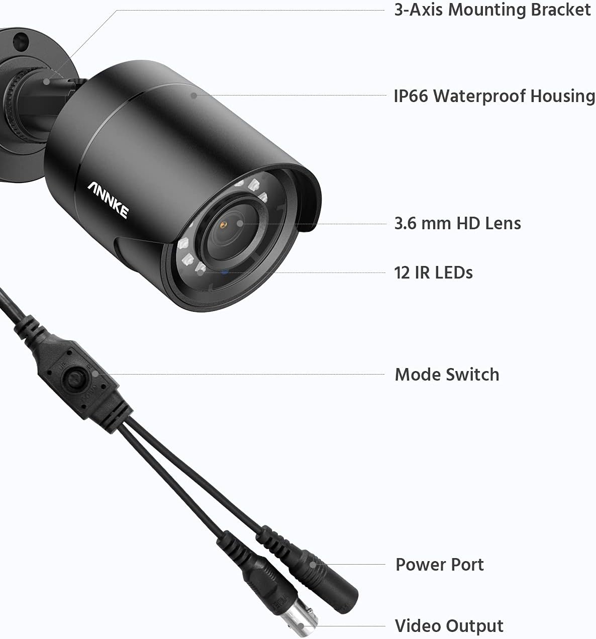 1080p Security Camera Bullet Wired Camera IP66 Weatherproof Analog Surveillance Camera P7748