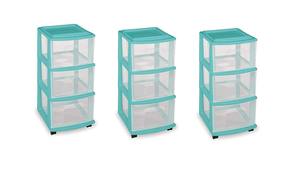 3 Drawer Medium Cart with Casters, Grey, Set of 3 E158