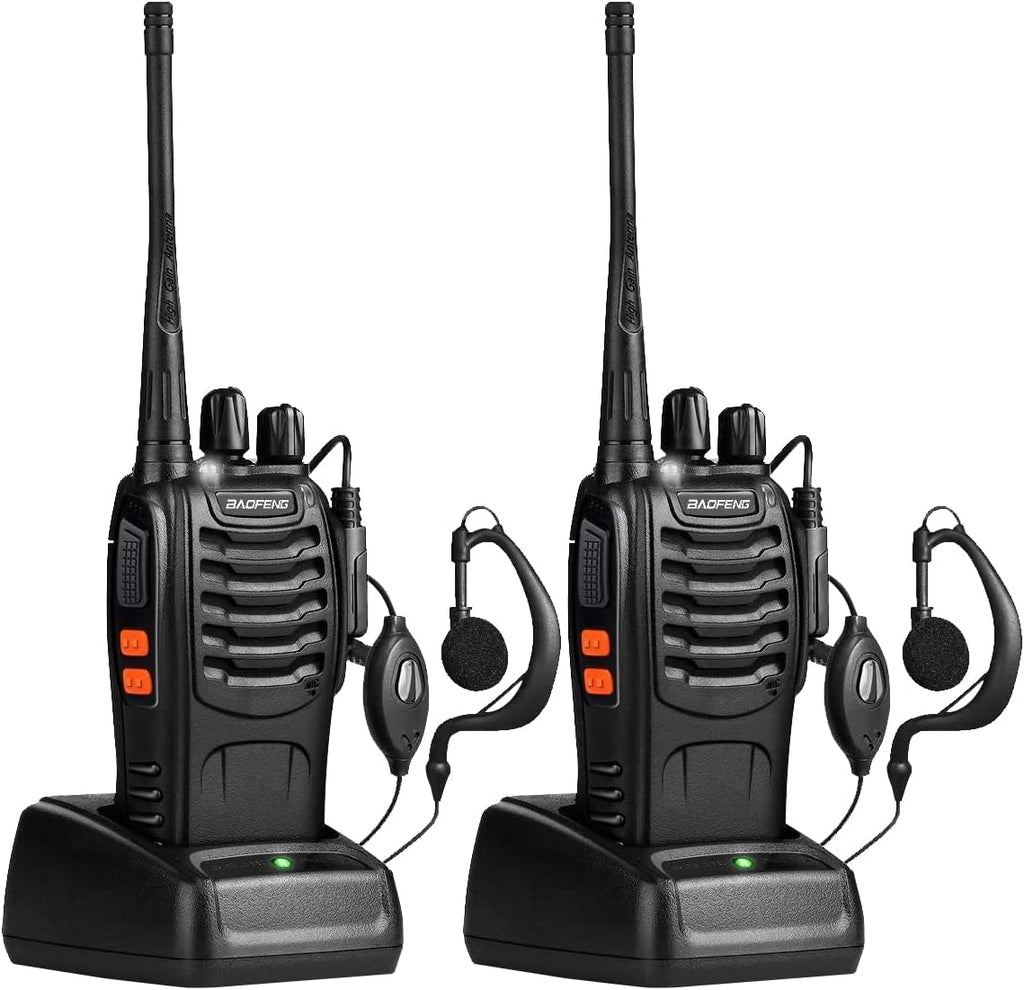 UHF Handheld Rechargeable Walkie Talkies Pack of 2 with Earpiece W841907