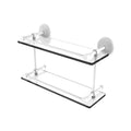 Double Glass Shelf with Gallery Rail - Matte White - 16 inch S74332