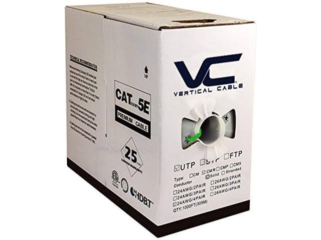 Cat5e 350 MHz UTP 24AWG 8C Solid Bare Copper 1000ft Green Bulk Ethernet Cable I193365